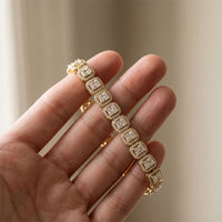 7.05 Ct Radiant Cut Lab Grown Diamond Halo Bracelet Gold