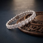 7.05 Ct Radiant Cut Lab Grown Diamond Halo Bracelet White