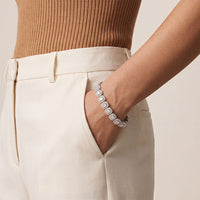 7.05 Ct Radiant Cut Lab Grown Diamond Halo Bracelet White
