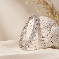 7.05 Ct Radiant Cut Lab Grown Diamond Halo Bracelet White