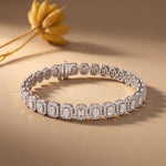 7.05 Ct Radiant Cut Lab Grown Diamond Halo Bracelet White