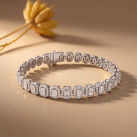 7.05 Ct Radiant Cut Lab Grown Diamond Halo Bracelet White