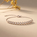 1.45 Ct Round Cut Lab Grown Diamond Beaded Halo Station Bracelet White