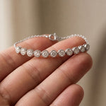 1.45 Ct Round Cut Lab Grown Diamond Beaded Halo Station Bracelet White