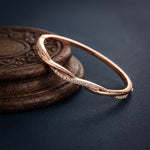 0.70 Ct Round Cut Lab Grown Diamond Sculpted Pavé Bangle Bracelet Rose Gold