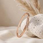 0.70 Ct Round Cut Lab Grown Diamond Sculpted Pavé Bangle Bracelet Rose Gold