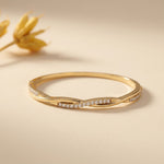 0.70 Ct Round Cut Lab Grown Diamond Sculpted Pavé Bangle Bracelet Gold