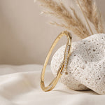 0.70 Ct Round Cut Lab Grown Diamond Sculpted Pavé Bangle Bracelet Gold