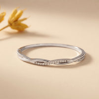 0.70 Ct Round Cut Lab Grown Diamond Sculpted Pavé Bangle Bracelet White