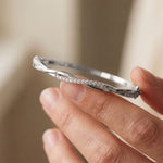 0.70 Ct Round Cut Lab Grown Diamond Sculpted Pavé Bangle Bracelet White