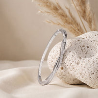 0.70 Ct Round Cut Lab Grown Diamond Sculpted Pavé Bangle Bracelet White