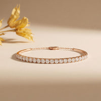 2.30 Ct Round Cut Lab Grown Diamond Beaded Prong Bangle Bracelet Rose Gold