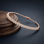 2.30 Ct Round Cut Lab Grown Diamond Beaded Prong Bangle Bracelet Rose Gold
