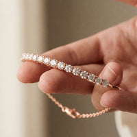 2.30 Ct Round Cut Lab Grown Diamond Beaded Prong Bangle Bracelet Rose Gold