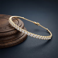 2.30 Ct Round Cut Lab Grown Diamond Beaded Prong Bangle Bracelet Gold