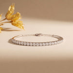 2.30 Ct Round Cut Lab Grown Diamond Beaded Prong Bangle Bracelet White