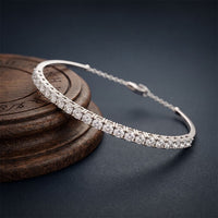 2.30 Ct Round Cut Lab Grown Diamond Beaded Prong Bangle Bracelet White
