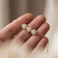 1.30 Ct Round Cut Lab Grown Diamond Triple Halo Chain Bracelet Gold