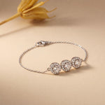 1.30 Ct Round Cut Lab Grown Diamond Triple Halo Chain Bracelet White