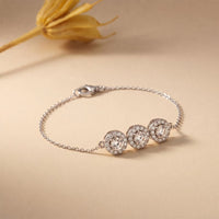 1.30 Ct Round Cut Lab Grown Diamond Triple Halo Chain Bracelet White