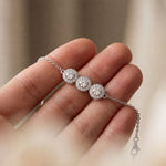1.30 Ct Round Cut Lab Grown Diamond Triple Halo Chain Bracelet White