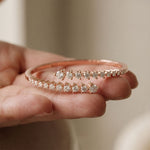 1.95 Ct Round Cut Lab Grown Diamond Open Bypass Bangle Bracelet Rose Gold