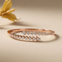 1.95 Ct Round Cut Lab Grown Diamond Open Bypass Bangle Bracelet Rose Gold