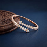 1.95 Ct Round Cut Lab Grown Diamond Open Bypass Bangle Bracelet Rose Gold