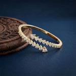 1.95 Ct Round Cut Lab Grown Diamond Open Bypass Bangle Bracelet Gold