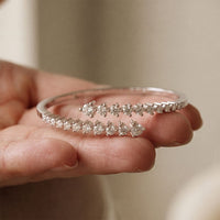 1.95 Ct Round Cut Lab Grown Diamond Open Bypass Bangle Bracelet White