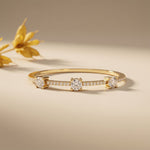 2.60 Ct Round Cut Lab Grown Diamond Triple Solitaire Sculpted Bangle Bracelet Gold