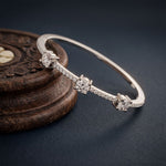 2.60 Ct Round Cut Lab Grown Diamond Triple Solitaire Sculpted Bangle Bracelet White