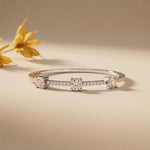 2.60 Ct Round Cut Lab Grown Diamond Triple Solitaire Sculpted Bangle Bracelet White