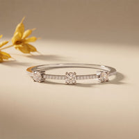 2.60 Ct Round Cut Lab Grown Diamond Triple Solitaire Sculpted Bangle Bracelet White
