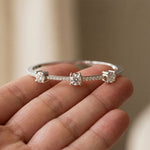 2.60 Ct Round Cut Lab Grown Diamond Triple Solitaire Sculpted Bangle Bracelet White