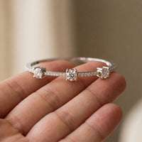 2.60 Ct Round Cut Lab Grown Diamond Triple Solitaire Sculpted Bangle Bracelet White