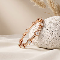 5.60 Ct Round Cut Lab Grown Diamond Open Cuff Bangle Bracelet for Women Rose Gold