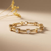 5.60 Ct Round Cut Lab Grown Diamond Open Cuff Bangle Bracelet for Women Gold