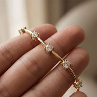 5.60 Ct Round Cut Lab Grown Diamond Open Cuff Bangle Bracelet for Women Gold