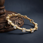 5.60 Ct Round Cut Lab Grown Diamond Open Cuff Bangle Bracelet for Women Gold