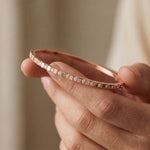 0.50 Ct Round Cut Lab Grown Diamond Linear Accent Bangle Bracelet for Women Rose Gold