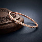 0.50 Ct Round Cut Lab Grown Diamond Linear Accent Bangle Bracelet for Women Rose Gold