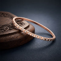 0.50 Ct Round Cut Lab Grown Diamond Linear Accent Bangle Bracelet for Women Rose Gold