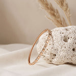 0.50 Ct Round Cut Lab Grown Diamond Linear Accent Bangle Bracelet for Women Rose Gold