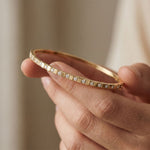 0.50 Ct Round Cut Lab Grown Diamond Linear Accent Bangle Bracelet for Women Gold
