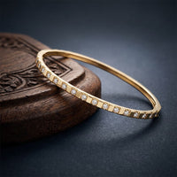 0.50 Ct Round Cut Lab Grown Diamond Linear Accent Bangle Bracelet for Women Gold