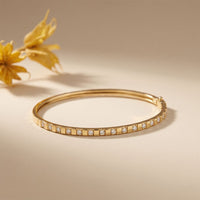0.50 Ct Round Cut Lab Grown Diamond Linear Accent Bangle Bracelet for Women Gold