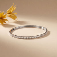 0.50 Ct Round Cut Lab Grown Diamond Linear Accent Bangle Bracelet for Women White