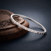 0.50 Ct Round Cut Lab Grown Diamond Linear Accent Bangle Bracelet for Women White