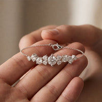 3.05 Ct Round Cut Lab Grown Diamond Graduated Cluster Bracelet for Women White